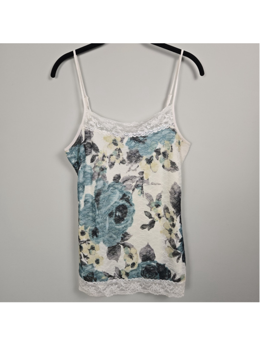 Maurices Womens Y2K Mesh Lace Trim Cami Top Medium Blue Fitted Fairy Ethereal